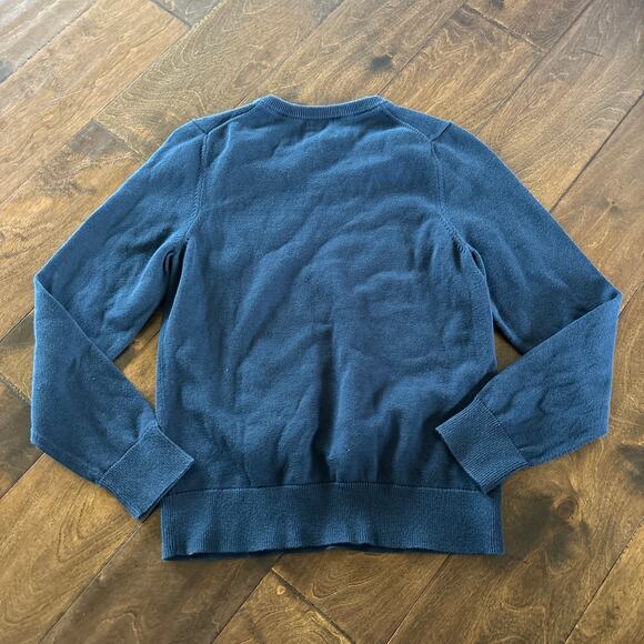 Lands' End Boys Medium 10/12 Sweater Navy Blue V Neck Preppy Knit Pullover - Picture 4 of 4